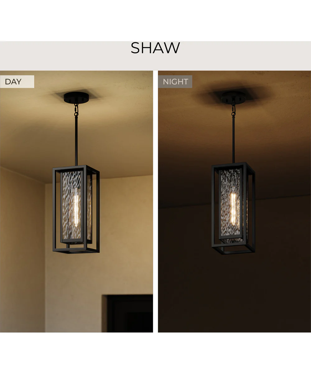 Shaw 17 Inch 1 Light Outdoor Pendant with Clear Glass Textured Black - Image 6