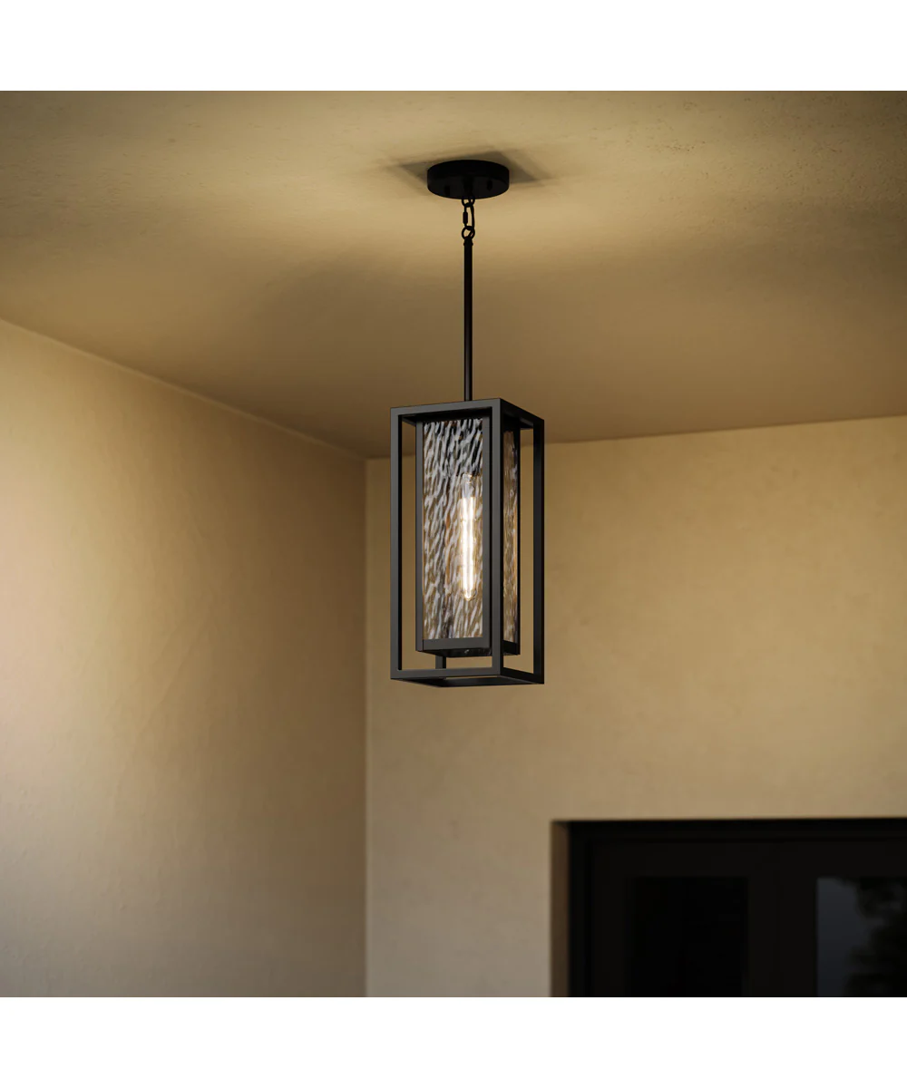 Shaw 17 Inch 1 Light Outdoor Pendant with Clear Glass Textured Black - Image 7