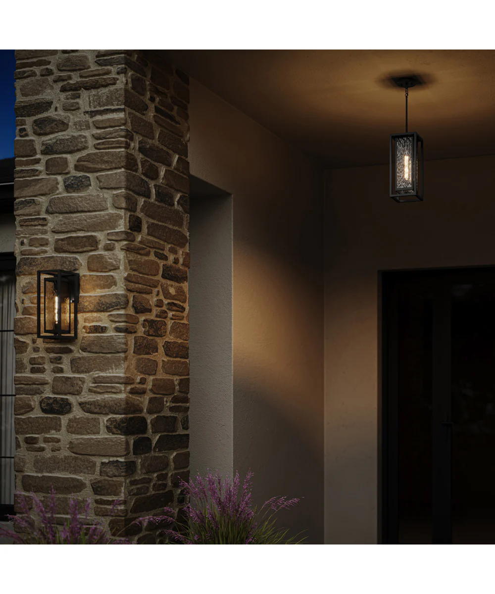 Shaw 17 Inch 1 Light Outdoor Pendant with Clear Glass Textured Black - Image 8