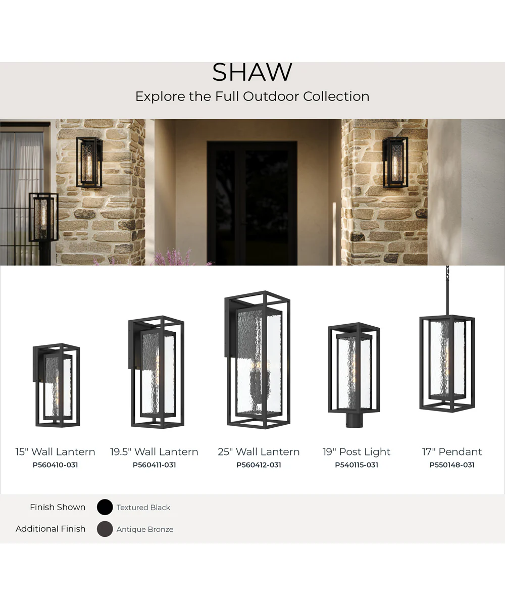 Shaw 19.5 inch 1 Light Outdoor Wall Light with Clear Glass Textured Black - Image 10
