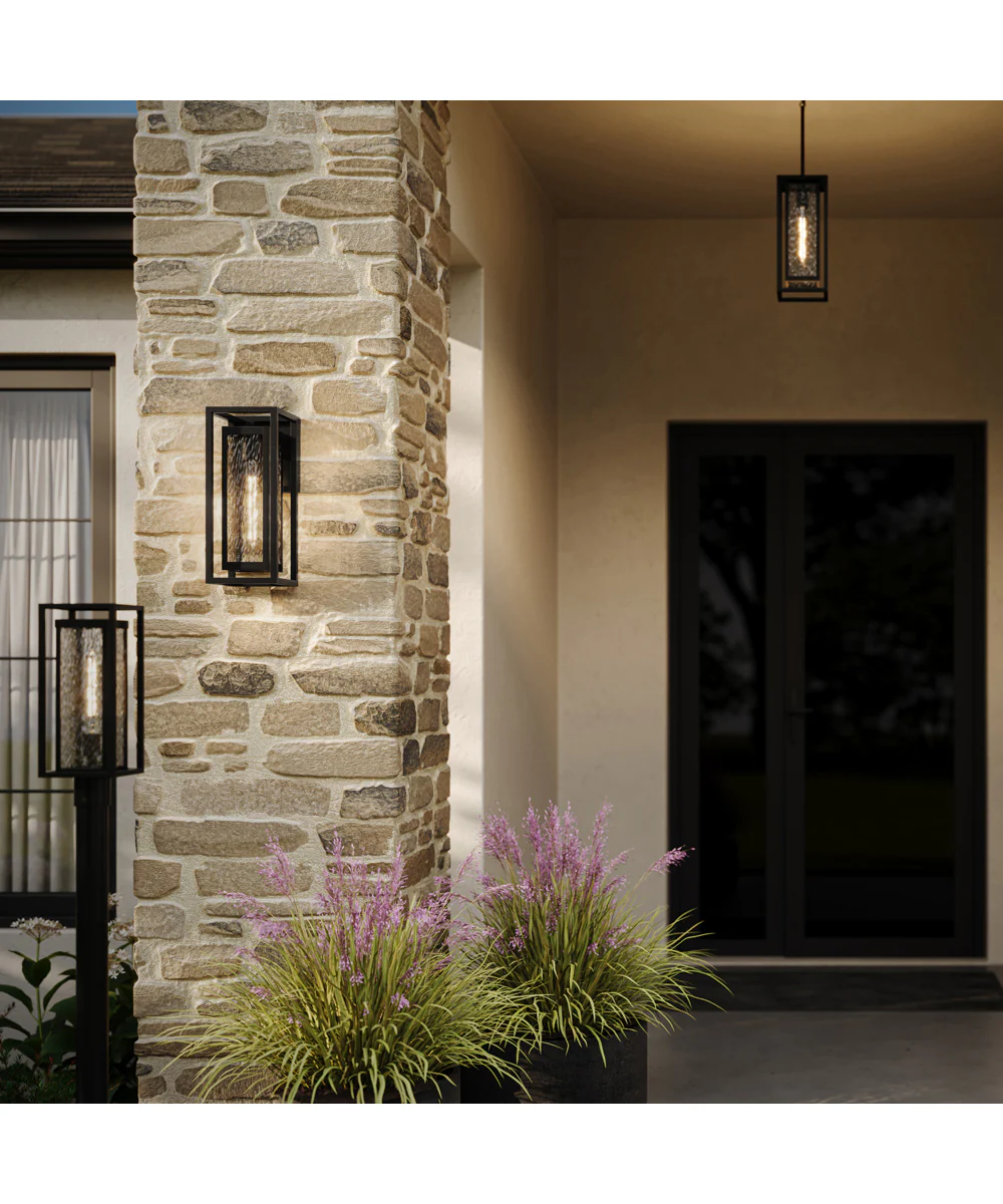 Shaw 19.5 inch 1 Light Outdoor Wall Light with Clear Glass Textured Black - Image 2