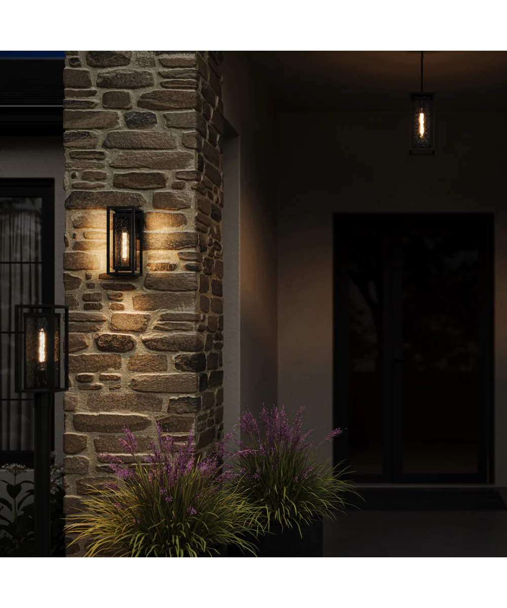 Shaw 19.5 inch 1 Light Outdoor Wall Light with Clear Glass Textured Black - Image 3