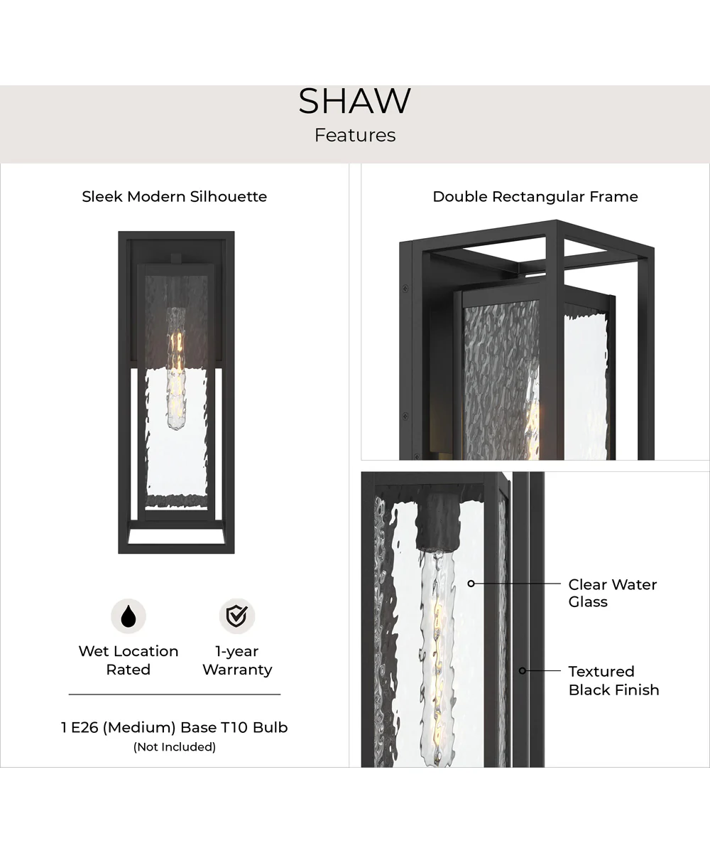 Shaw 19.5 inch 1 Light Outdoor Wall Light with Clear Glass Textured Black - Image 7