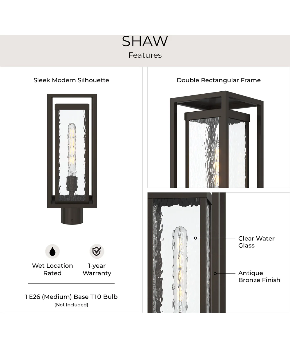 Shaw 19 Inch 1 Light Outdoor Post Light with Clear Glass Antique Bronze - Image 7