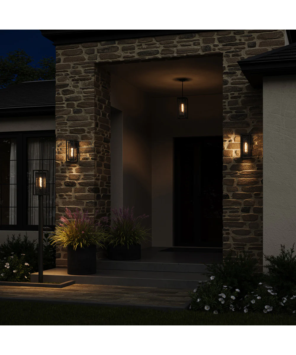 Shaw 19 Inch 1 Light Outdoor Post Light with Clear Glass Textured Black - Image 11