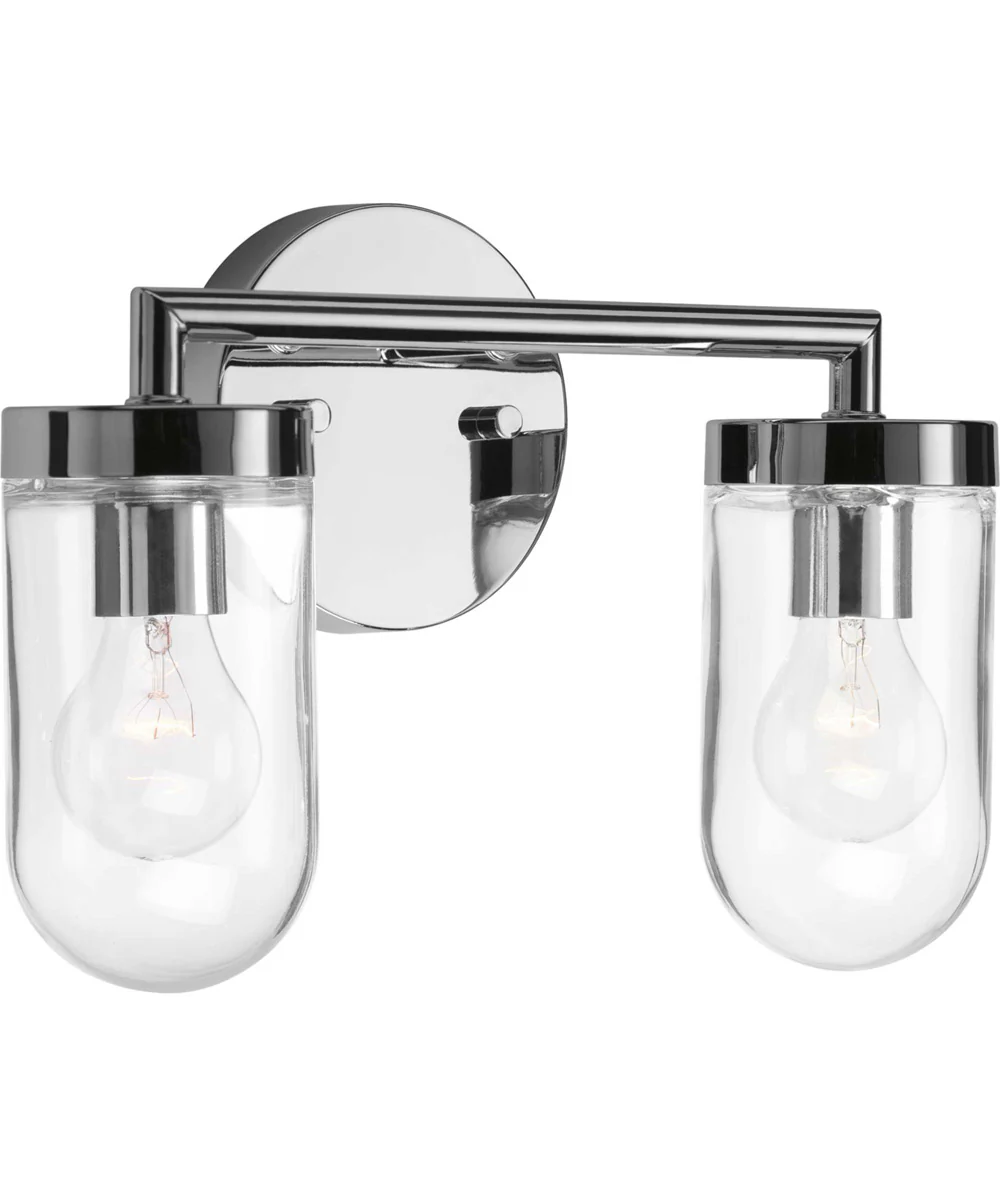 Signal 2-Light Clear Glass Coastal Bath Vanity Light Polished Chrome - Image 6
