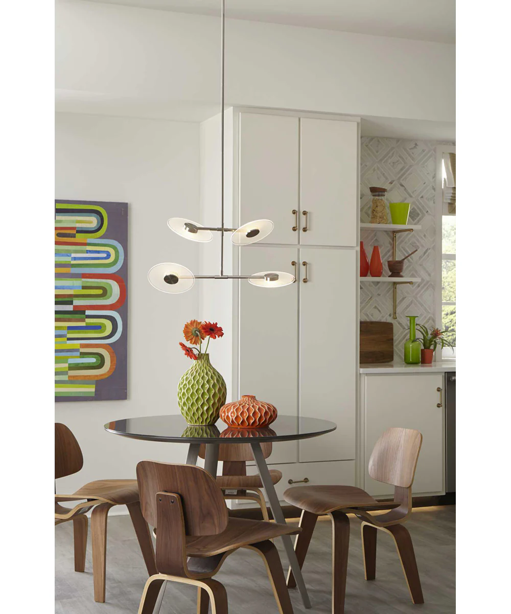 Spoke LED 4-Light Modern Style Hanging Chandelier Light Brushed Nickel - Image 3
