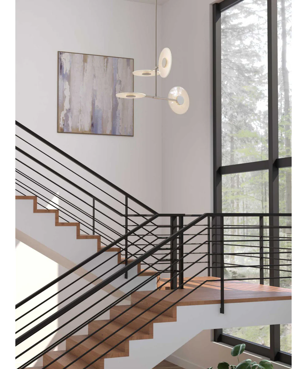 Spoke LED 4-Light Modern Style Hanging Chandelier Light Brushed Nickel - Image 4