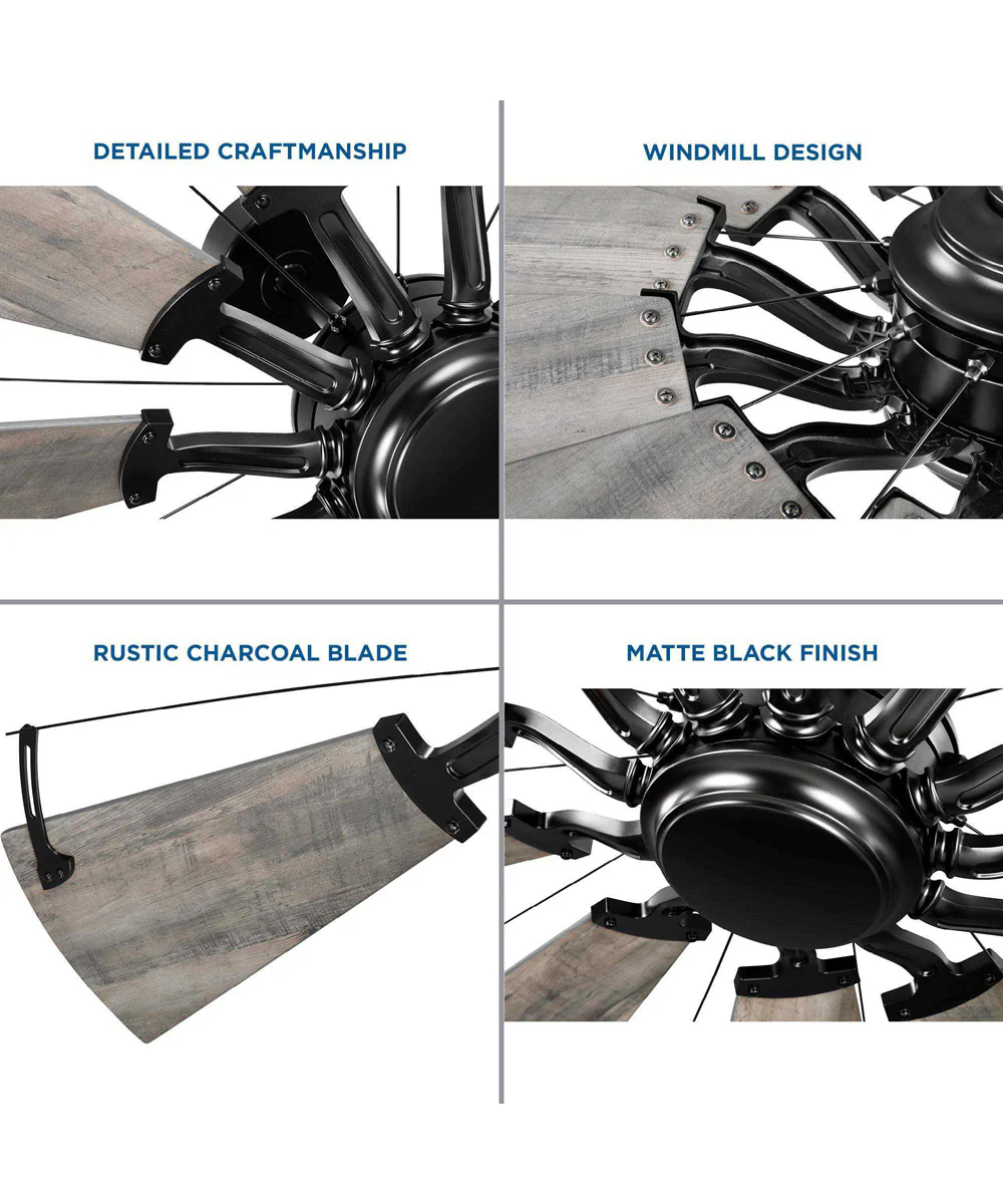 Springer 60-Inch 12-Blade DC Motor Farmhouse Windmill Ceiling Fan Matte Black - Image 6