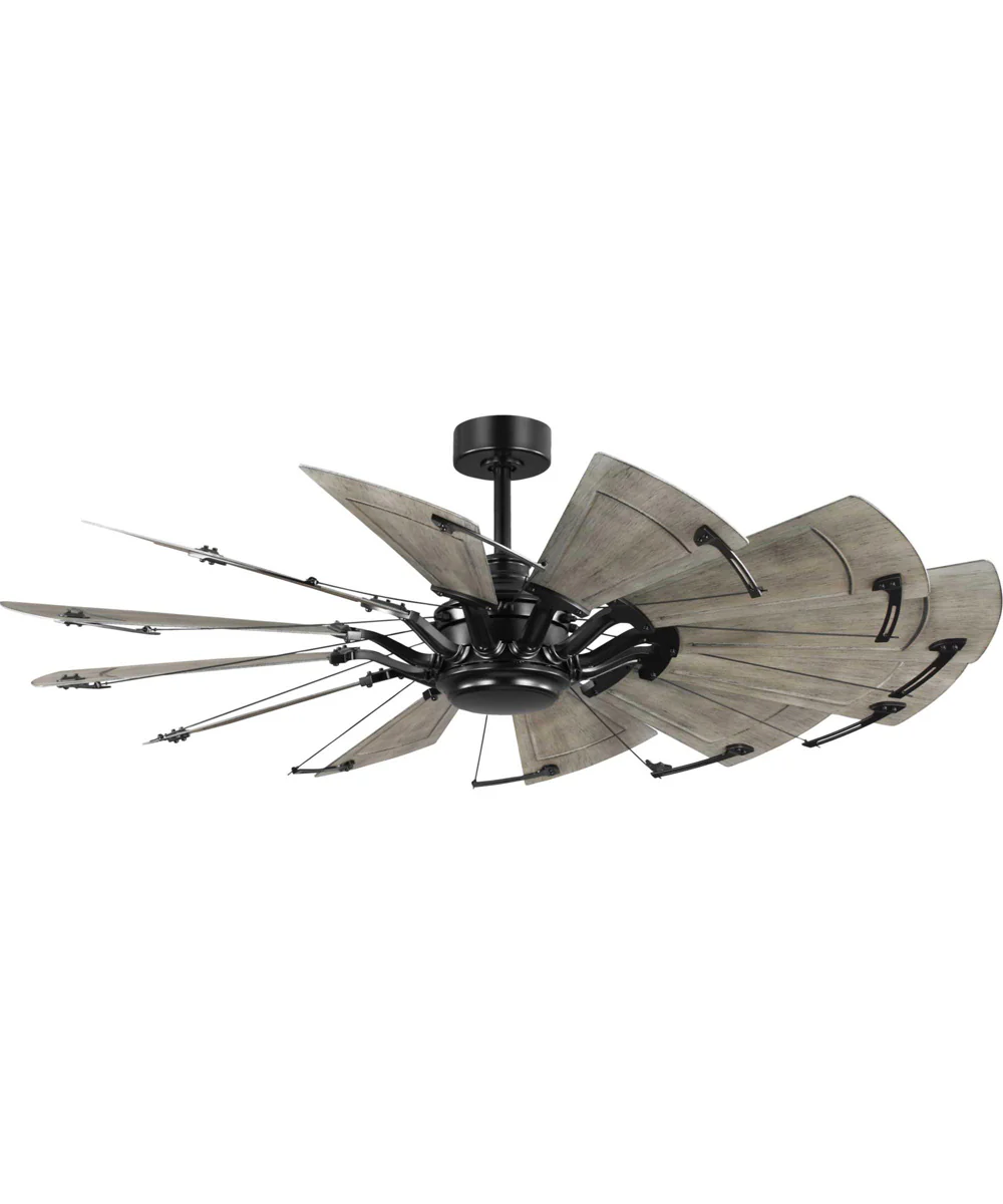 Springer II 60-in 12-Blade Modern Farmhouse Windmill Ceiling Fan Matte Black