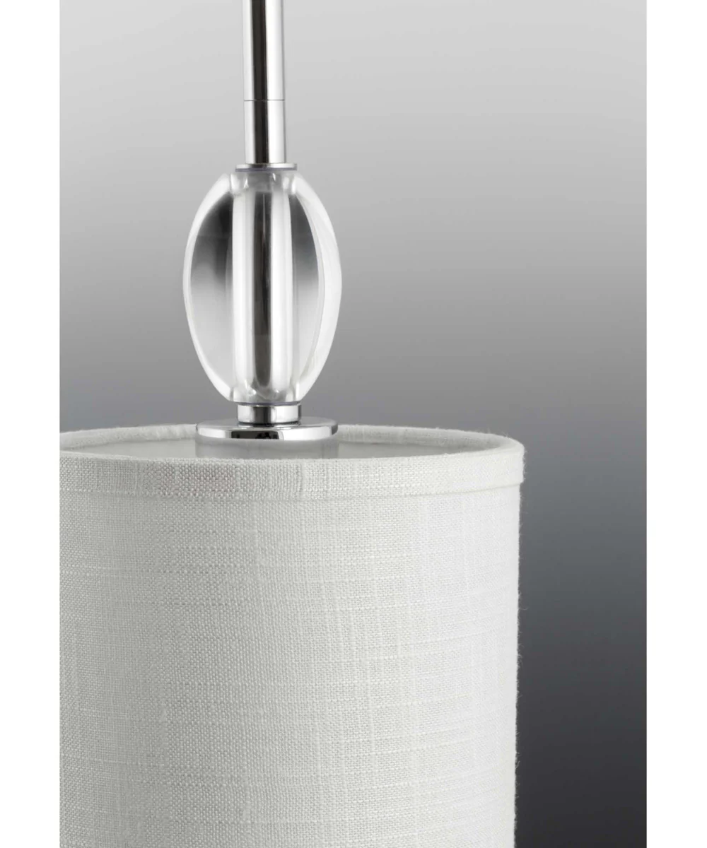 Status 5-Light Off-White Textured Linen Shade Coastal Chandelier Light Polished Chrome - Image 4
