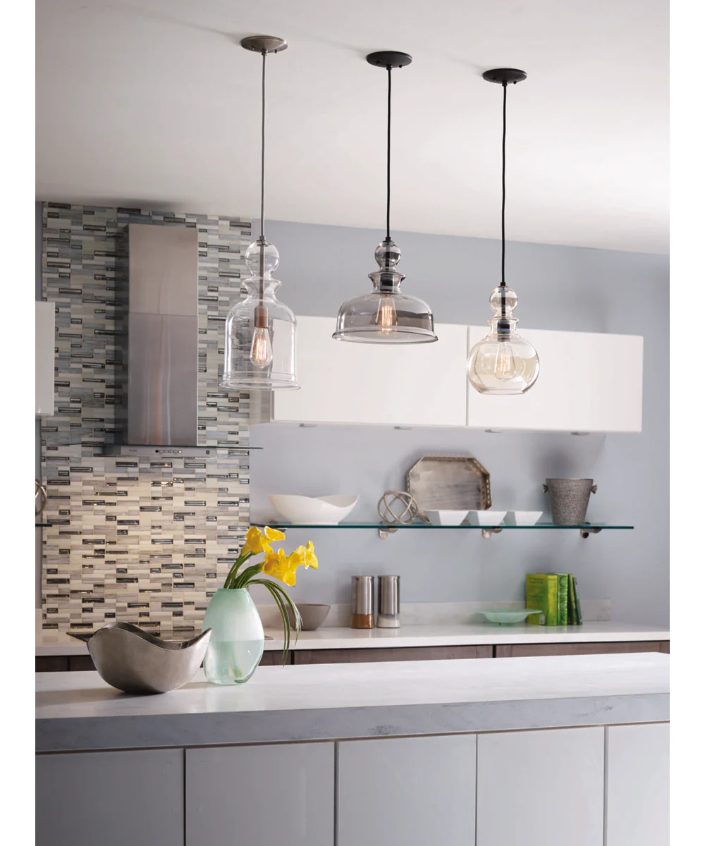Staunton 1-Light Champagne Glass Global Pendant Light Antique Bronze - Image 3