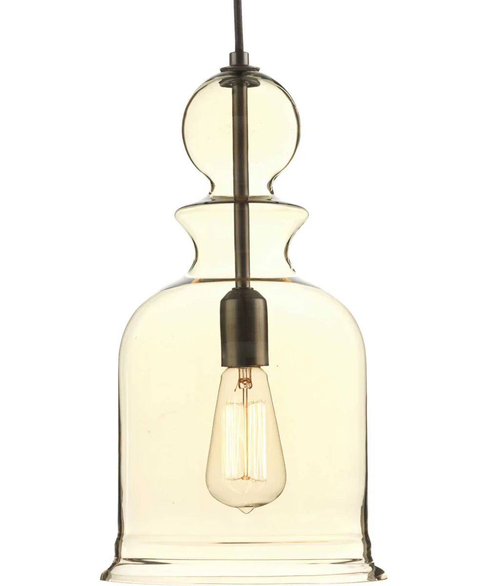 Staunton 1-Light Champagne Glass Global Pendant Light Antique Bronze