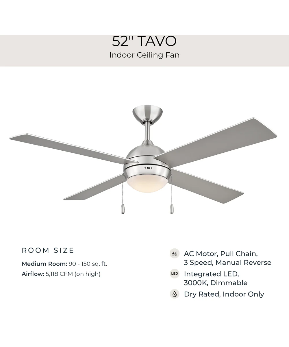 Tavo 52-in. 4-Blade LED Modern Ceiling Fan Brushed Nickel - Image 11