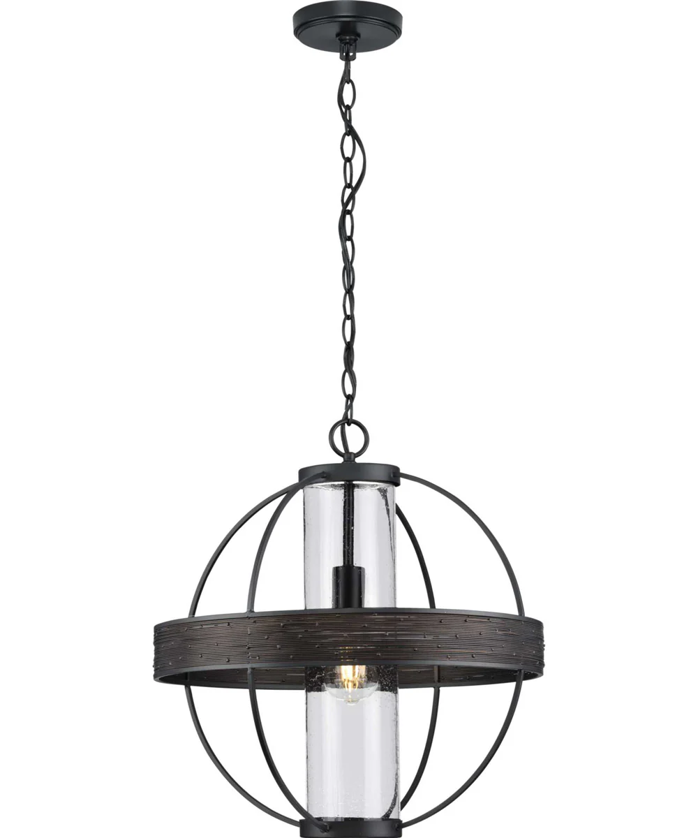 Terrace 1-Light Clear Seeded Glass Global Outdoor Hanging Light Matte Black - Image 10