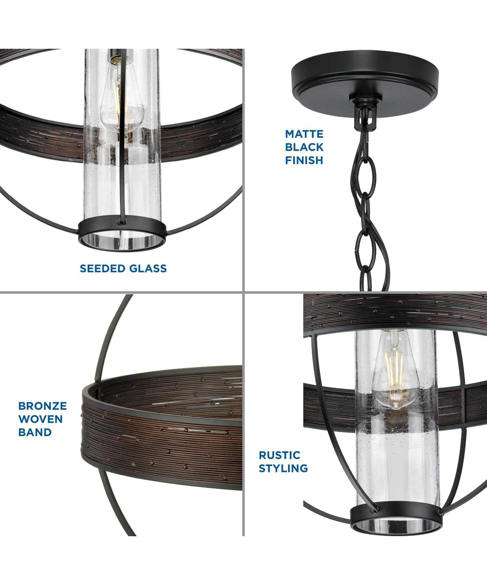 Terrace 1-Light Clear Seeded Glass Global Outdoor Hanging Light Matte Black - Image 12