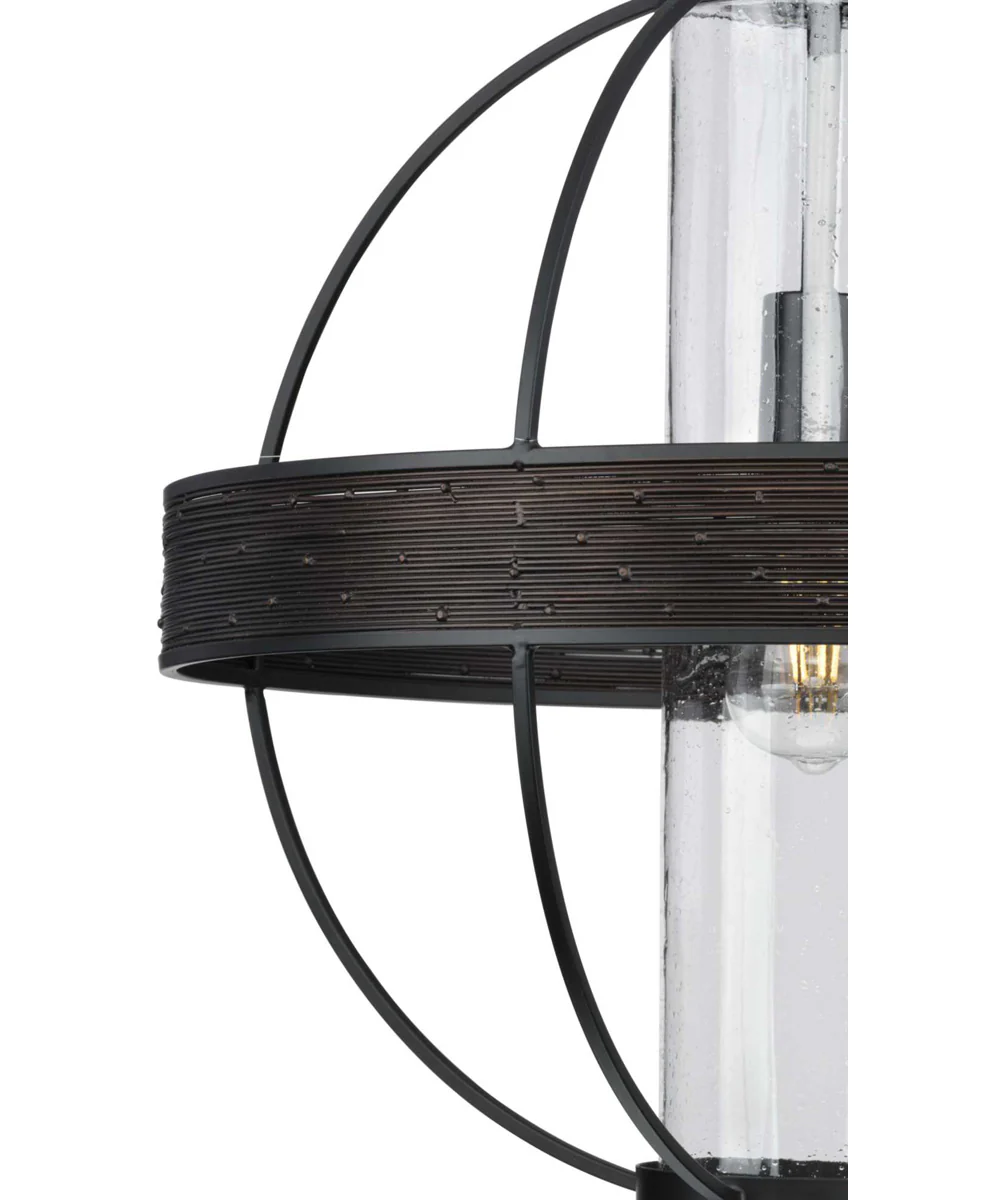 Terrace 1-Light Clear Seeded Glass Global Outdoor Hanging Light Matte Black - Image 5