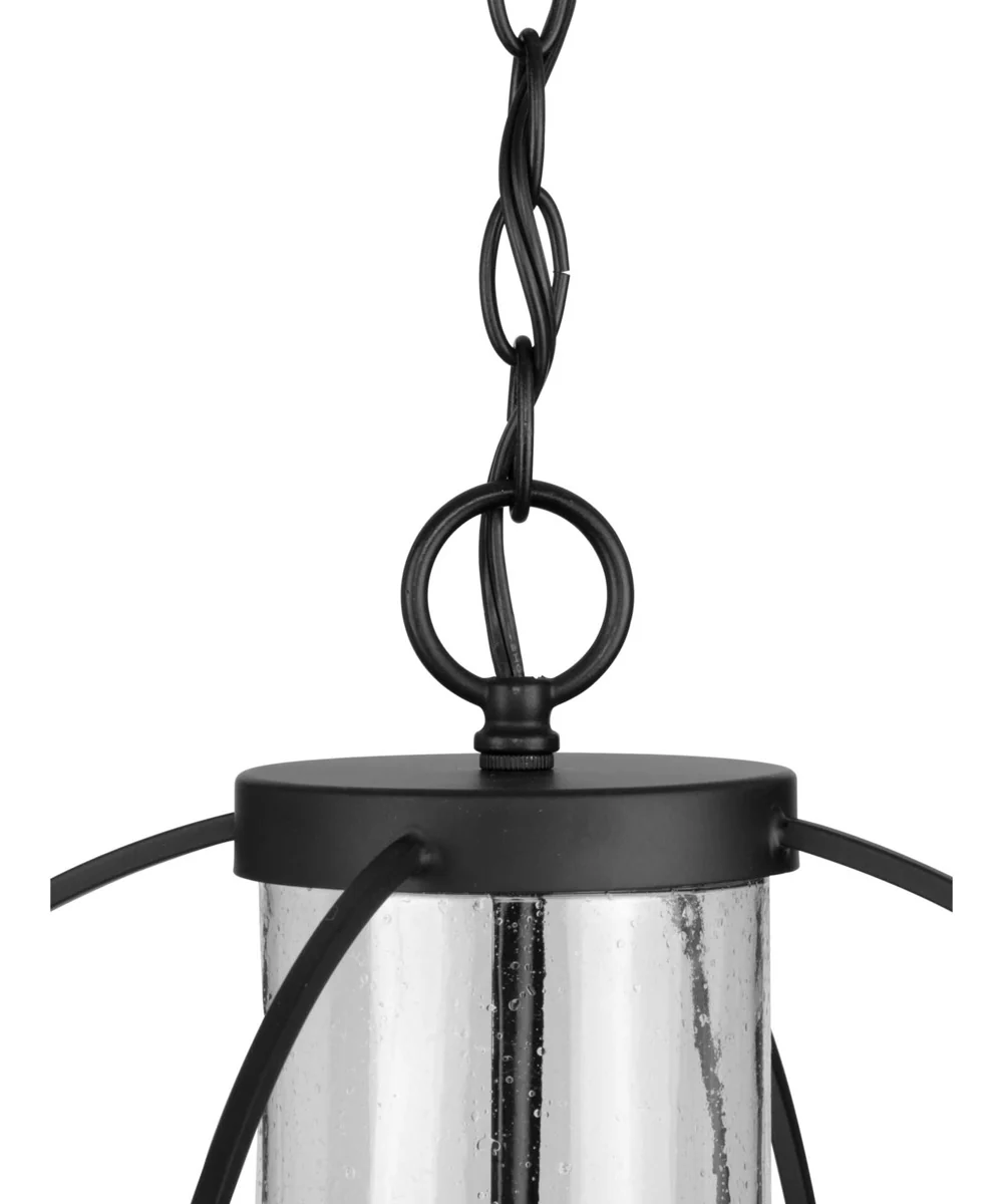 Terrace 1-Light Clear Seeded Glass Global Outdoor Hanging Light Matte Black - Image 7