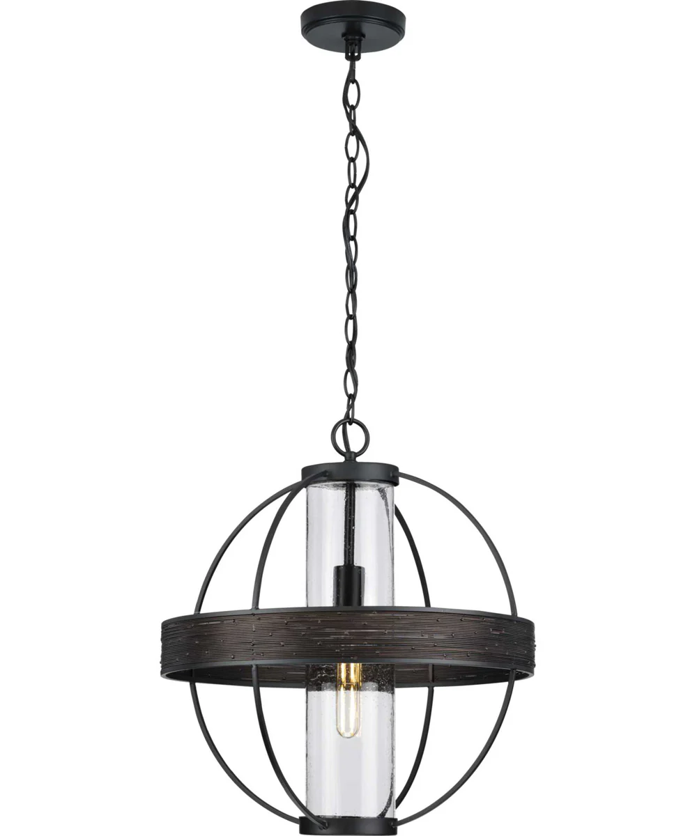 Terrace 1-Light Clear Seeded Glass Global Outdoor Hanging Light Matte Black - Image 8