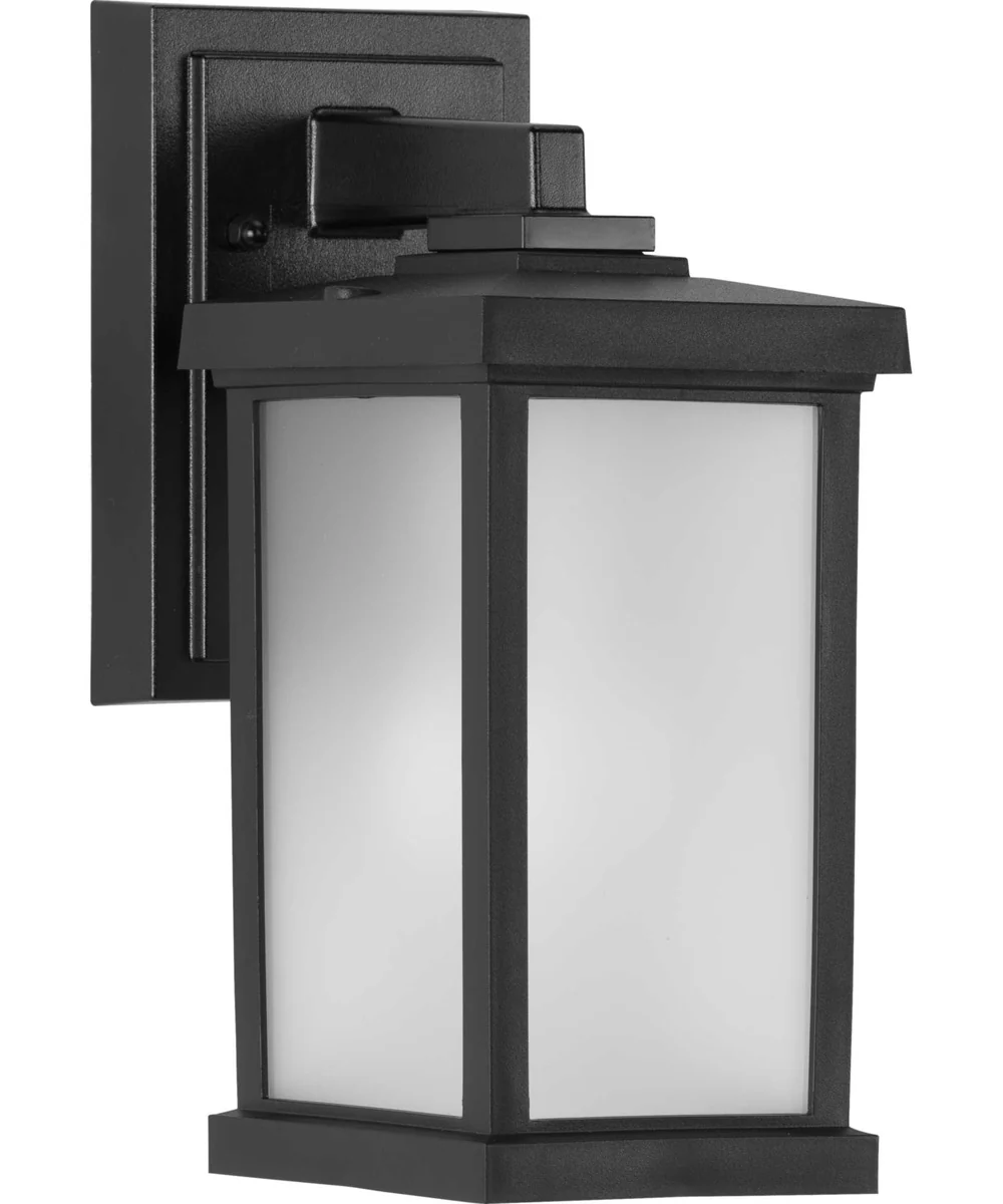 Trafford Non-Metallic Lantern 1-Light Frosted Shade Traditional Outdoor Wall Lantern Light Textured Black