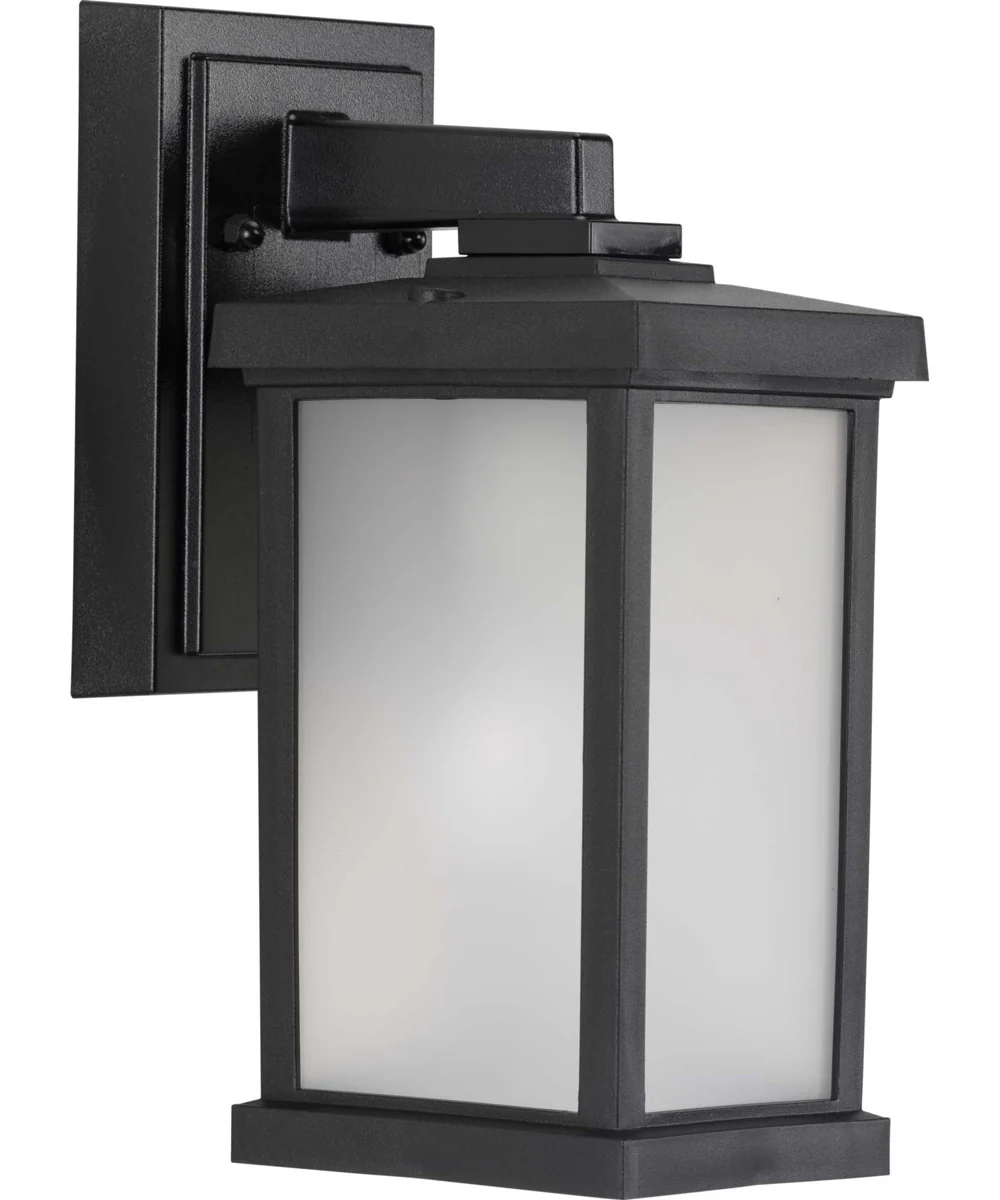 Trafford Non-Metallic Lantern 1-Light Frosted Shade Traditional Outdoor Wall Lantern Light Textured Black - Image 3