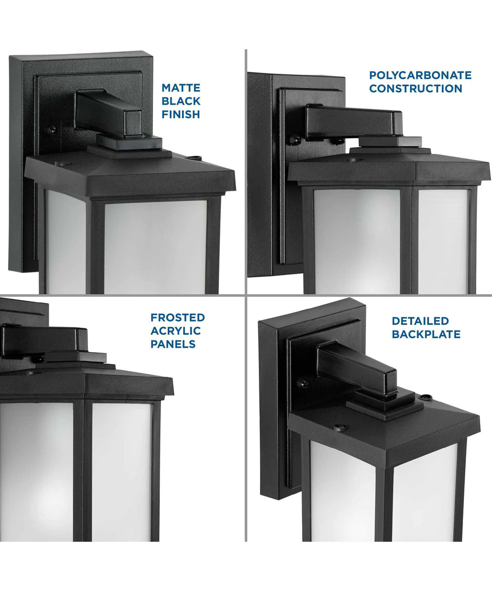 Trafford Non-Metallic Lantern 1-Light Frosted Shade Traditional Outdoor Wall Lantern Light Textured Black - Image 4