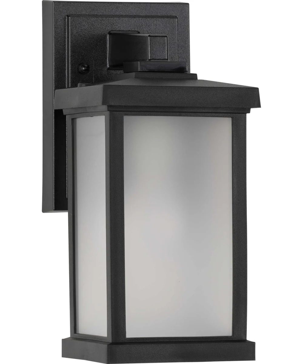 Trafford Non-Metallic Lantern 1-Light Frosted Shade Traditional Outdoor Wall Lantern Light Textured Black - Image 5