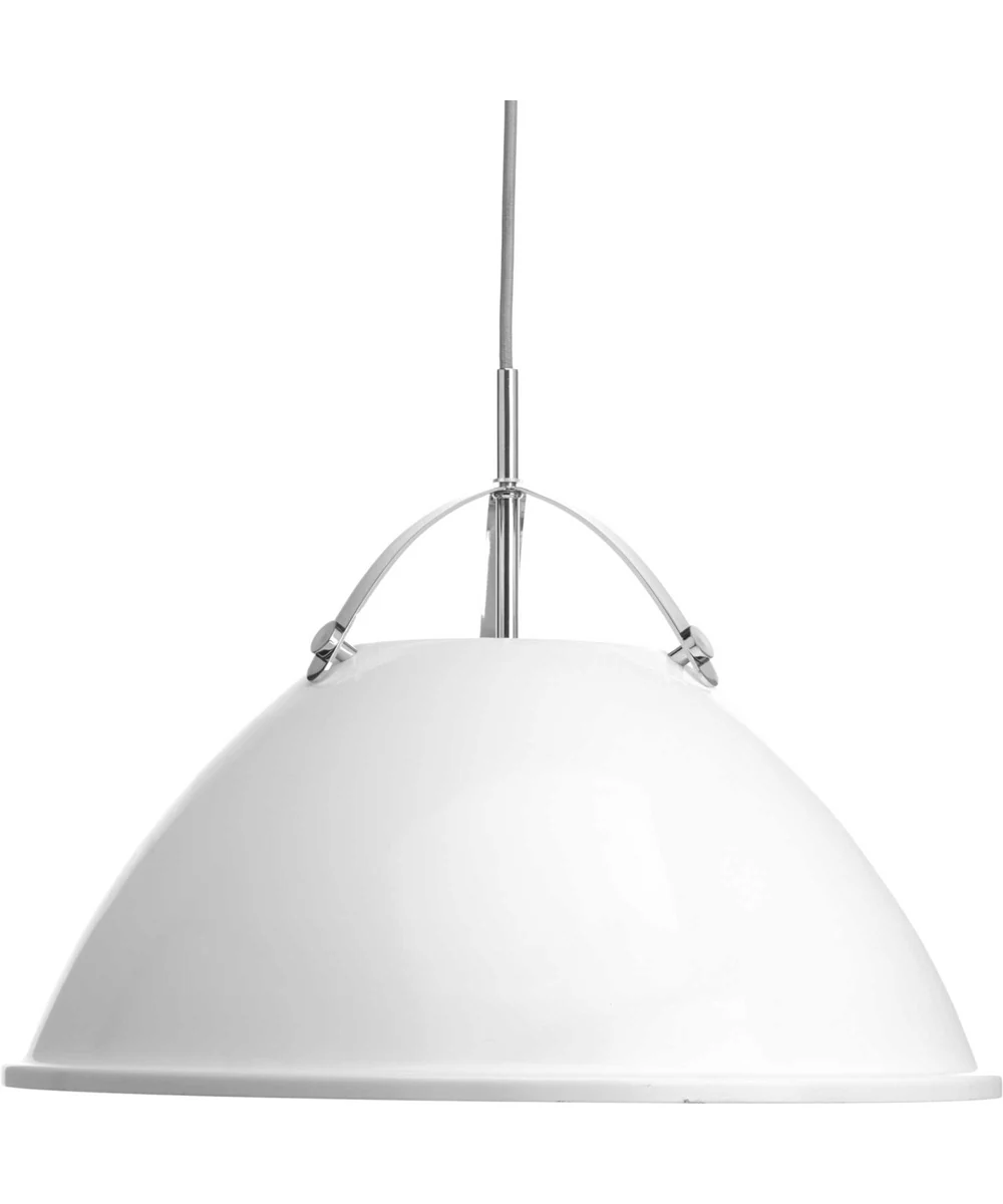 Tre 1-Light Metal Shade Coastal Pendant Light White - Image 3