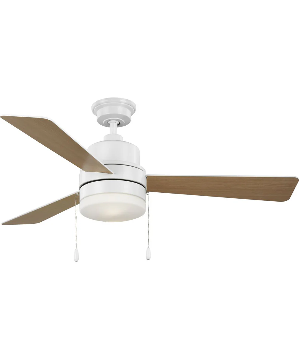 Trevina V 52" 3-Blade Indoor Ceiling Fan with Light Kit White Opal Shade Satin White