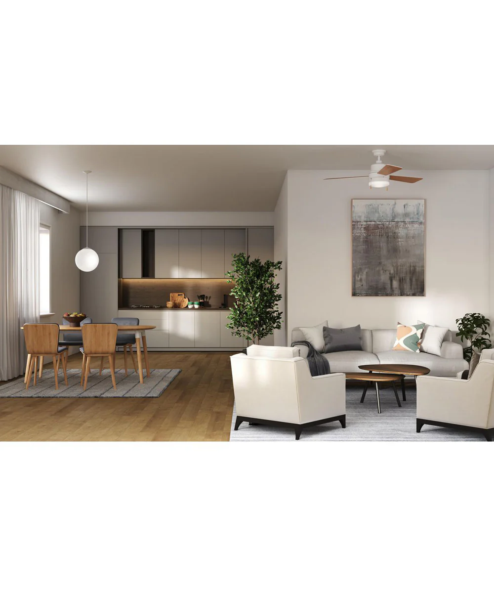 Trevina V 52" 3-Blade Indoor Ceiling Fan with Light Kit White Opal Shade Satin White - Image 3