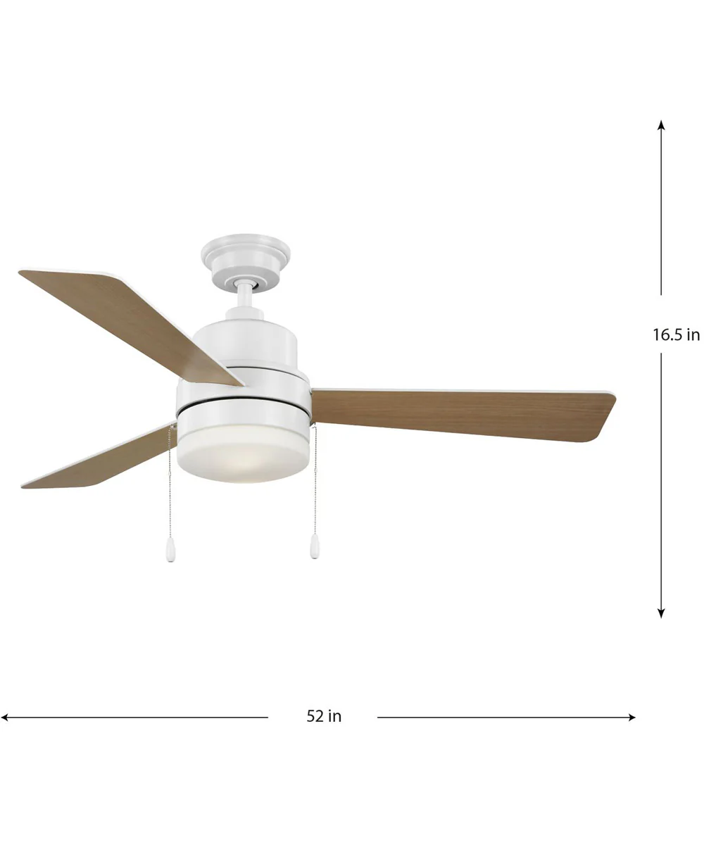 Trevina V 52" 3-Blade Indoor Ceiling Fan with Light Kit White Opal Shade Satin White - Image 4