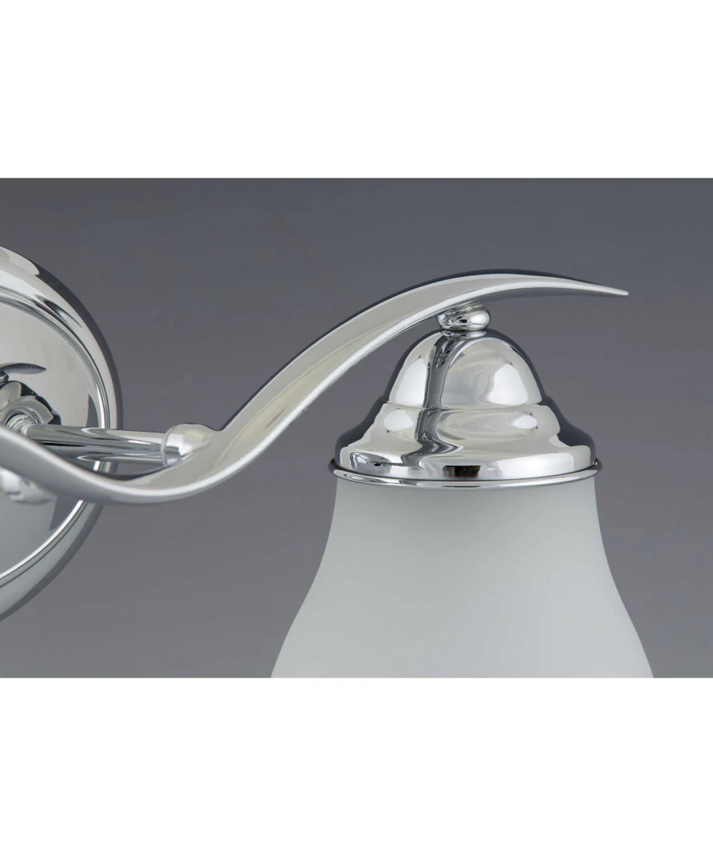 Trinity 2-Light Etched Glass Traditional Bath Vanity Light Polished Chrome - Image 2