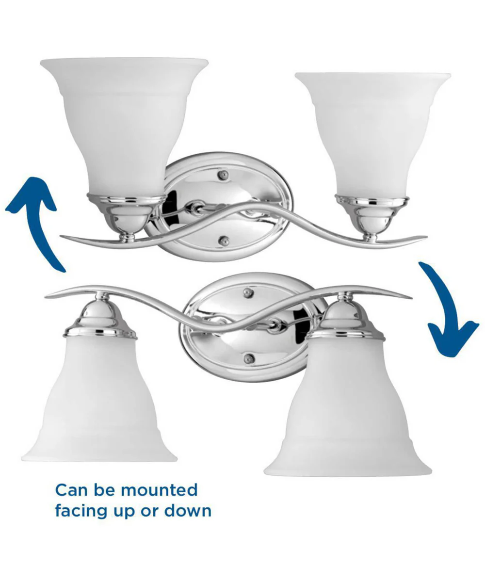 Trinity 2-Light Etched Glass Traditional Bath Vanity Light Polished Chrome - Image 4