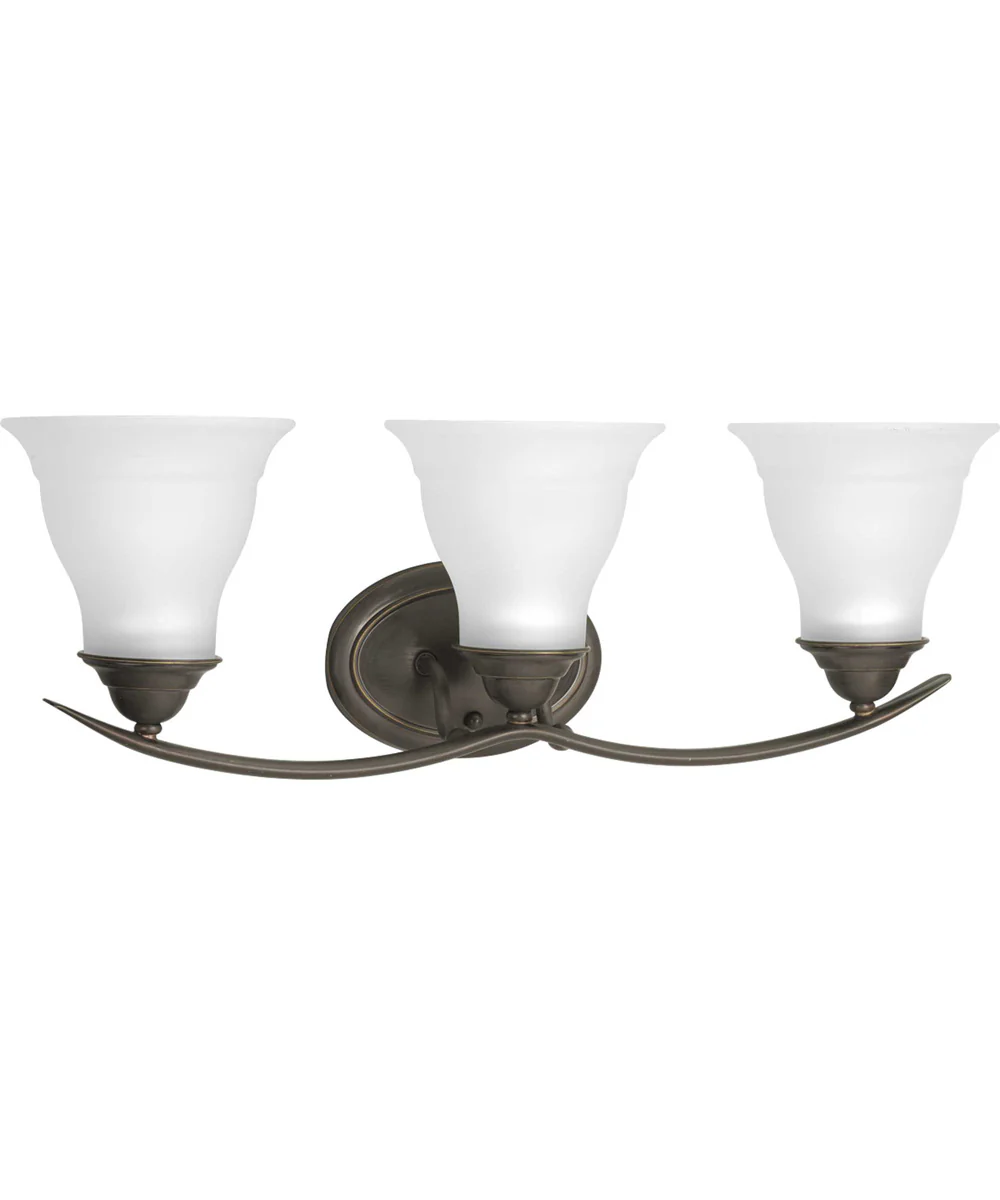 Trinity 3-Light Etched Glass Traditional Bath Vanity Light Antique Bronze