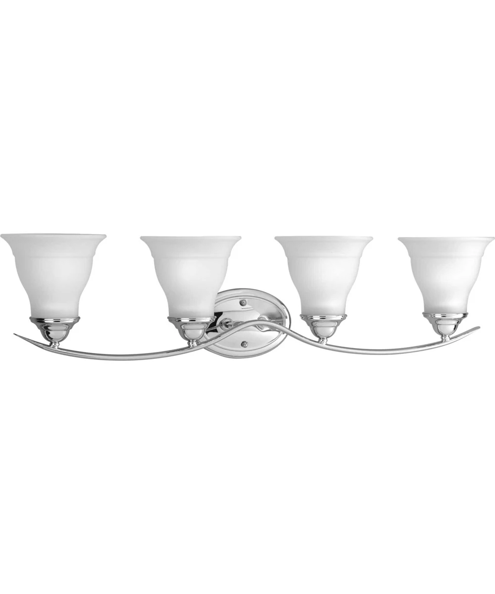 Trinity 4-Light Etched Glass Traditional Bath Vanity Light Polished Chrome