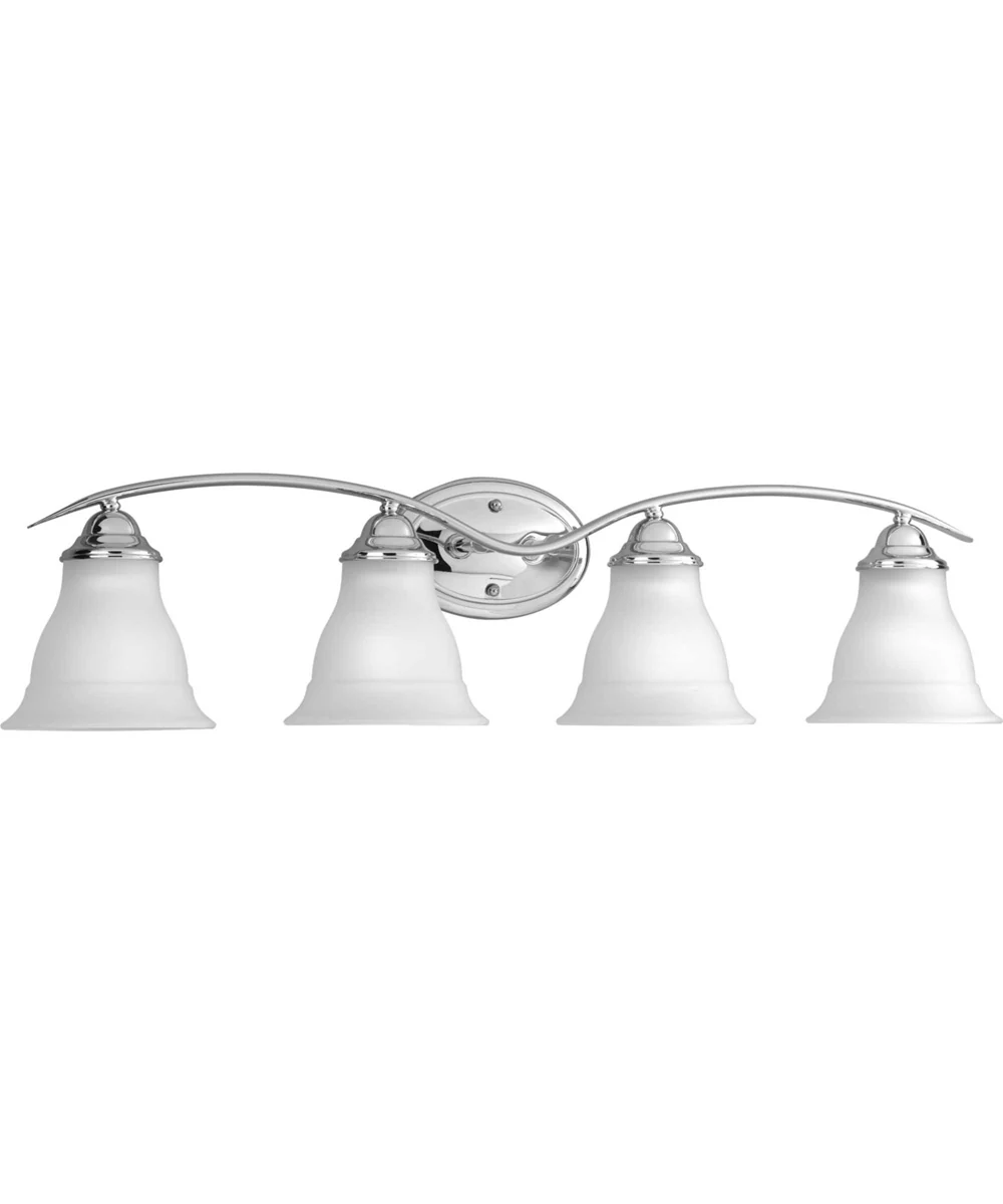 Trinity 4-Light Etched Glass Traditional Bath Vanity Light Polished Chrome - Image 2