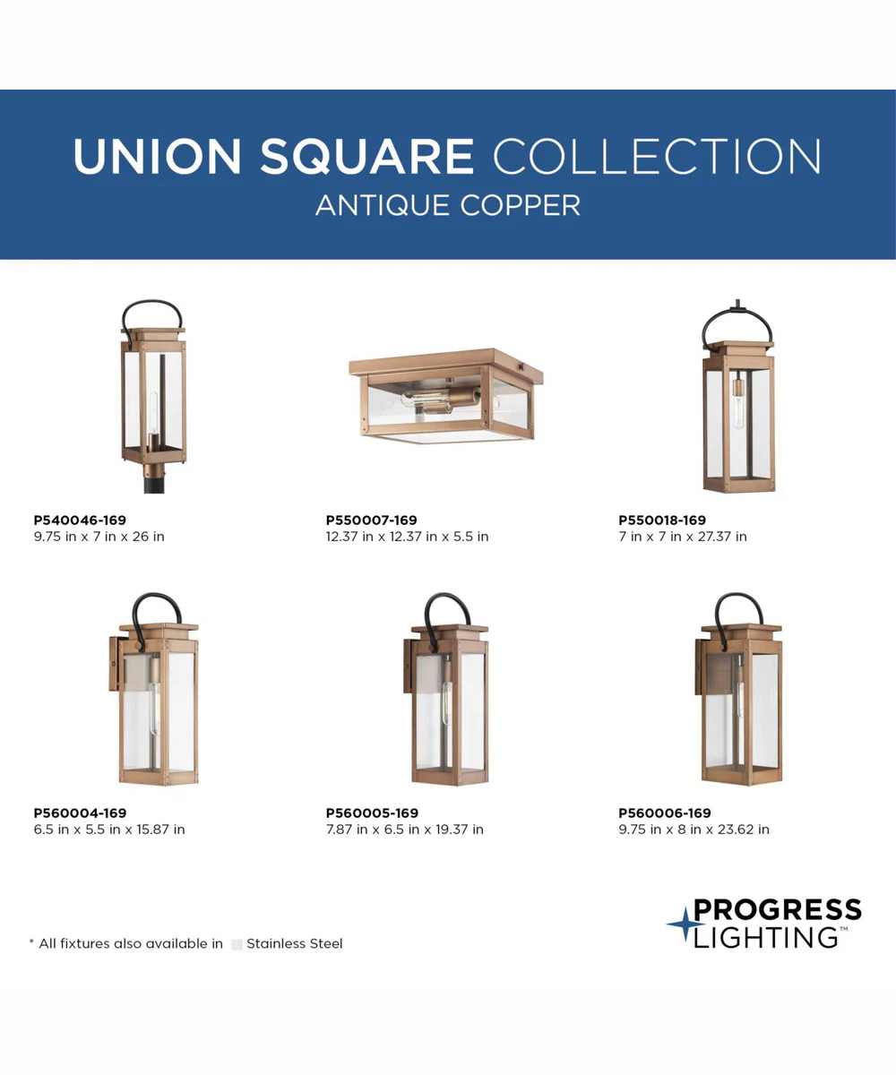 Union Square 1-Light Medium Urban Industrial Outdoor Wall Lantern Antique Copper - Image 4