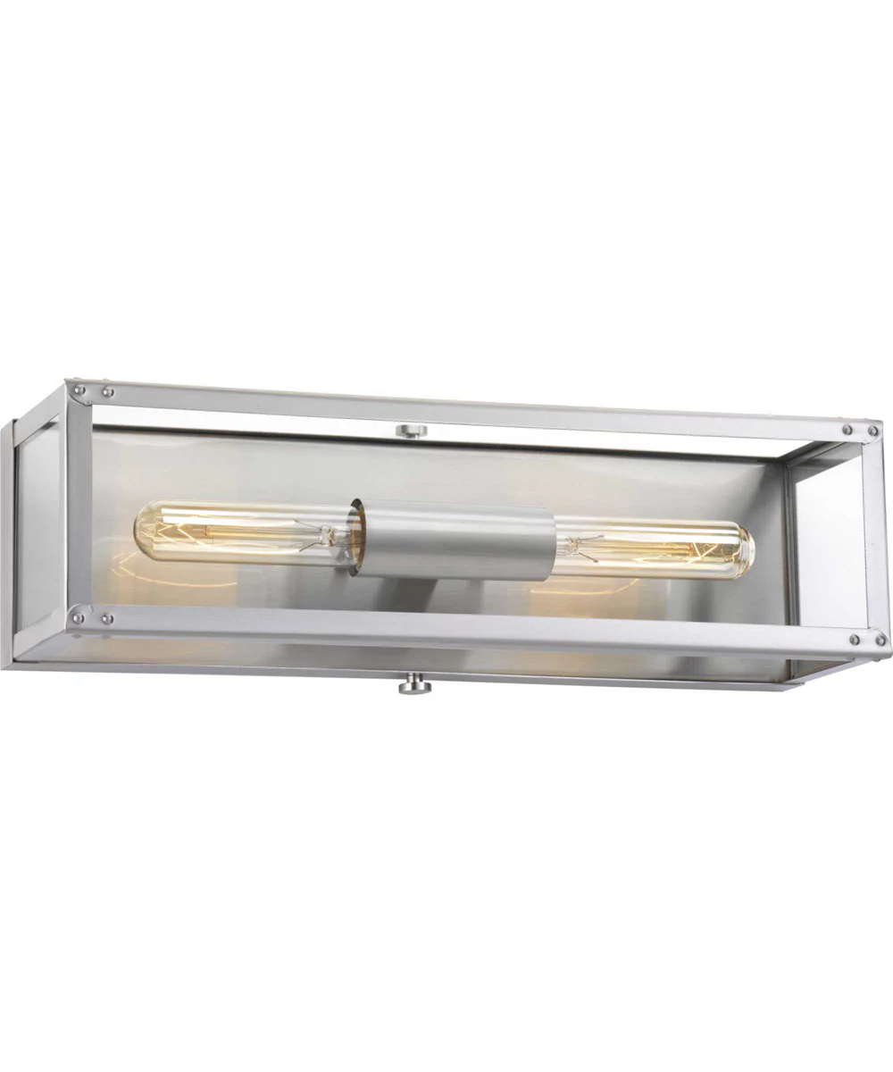 Union Square 2-Light Clear Glass Coastal Bath Vanity Light Stainless Steel - Image 3
