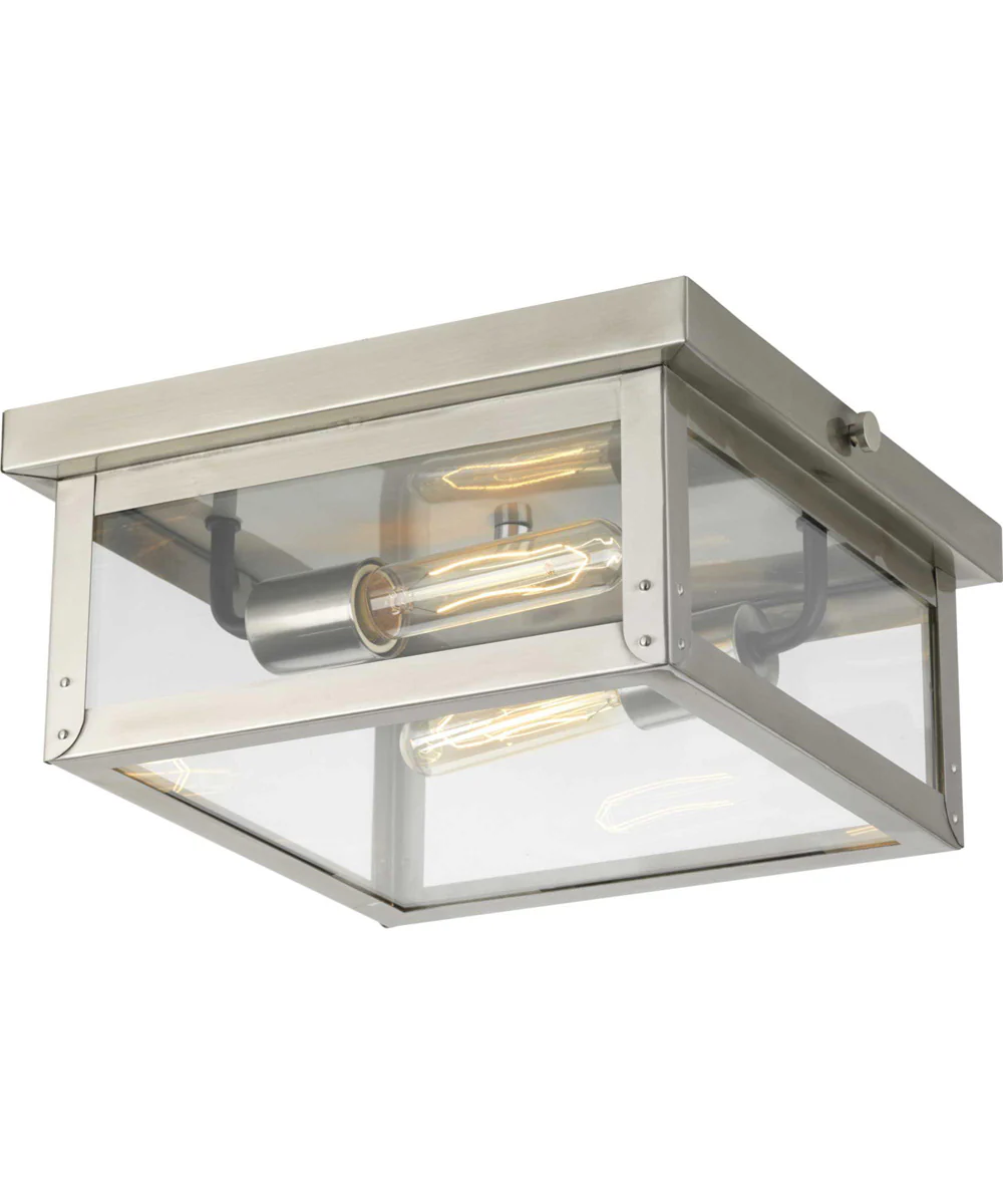 Union Square 2-Light Flush Mount Stainless Steel
