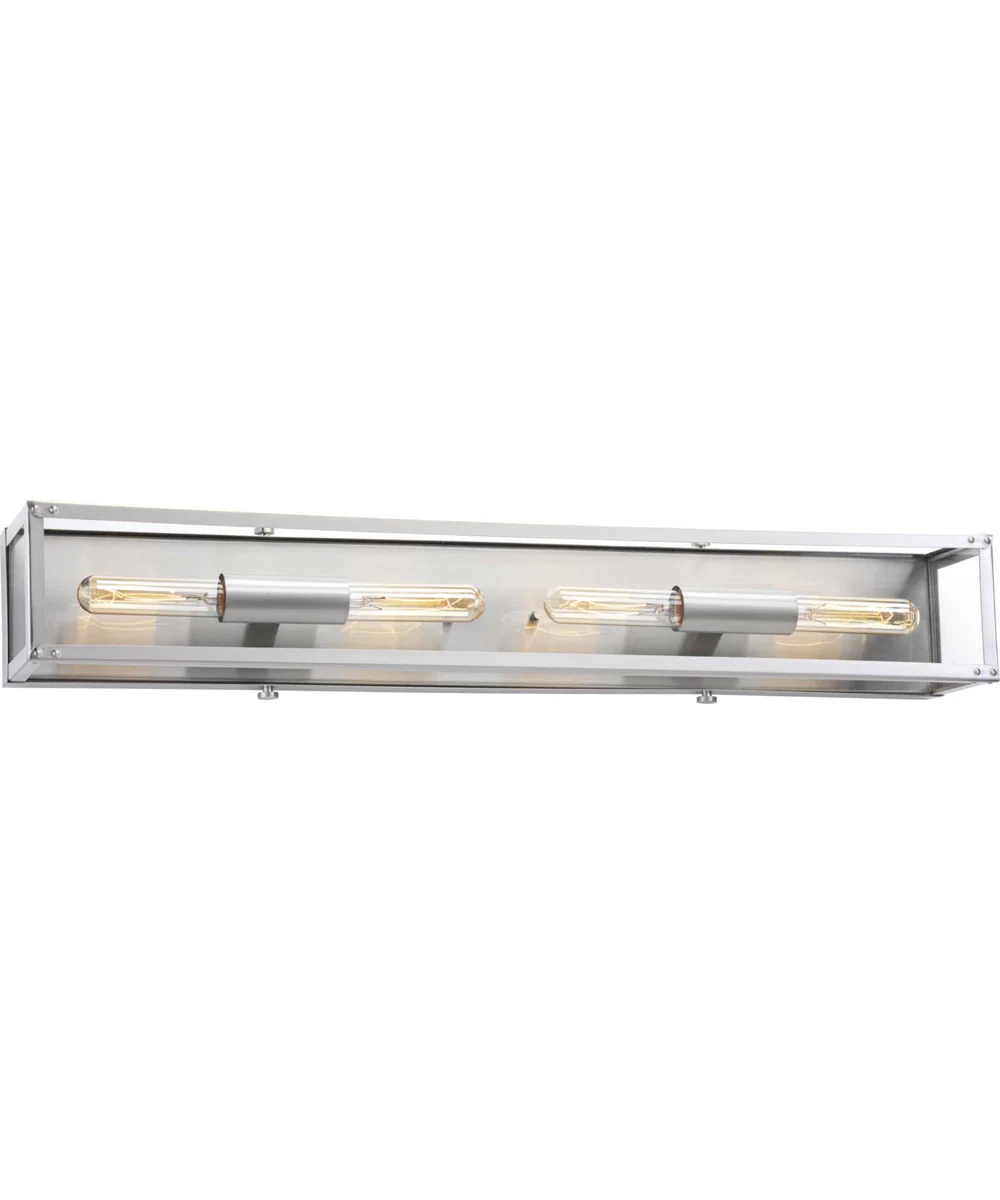 Union Square 4-Light Clear Glass Coastal Bath Vanity Light Stainless Steel - Image 3