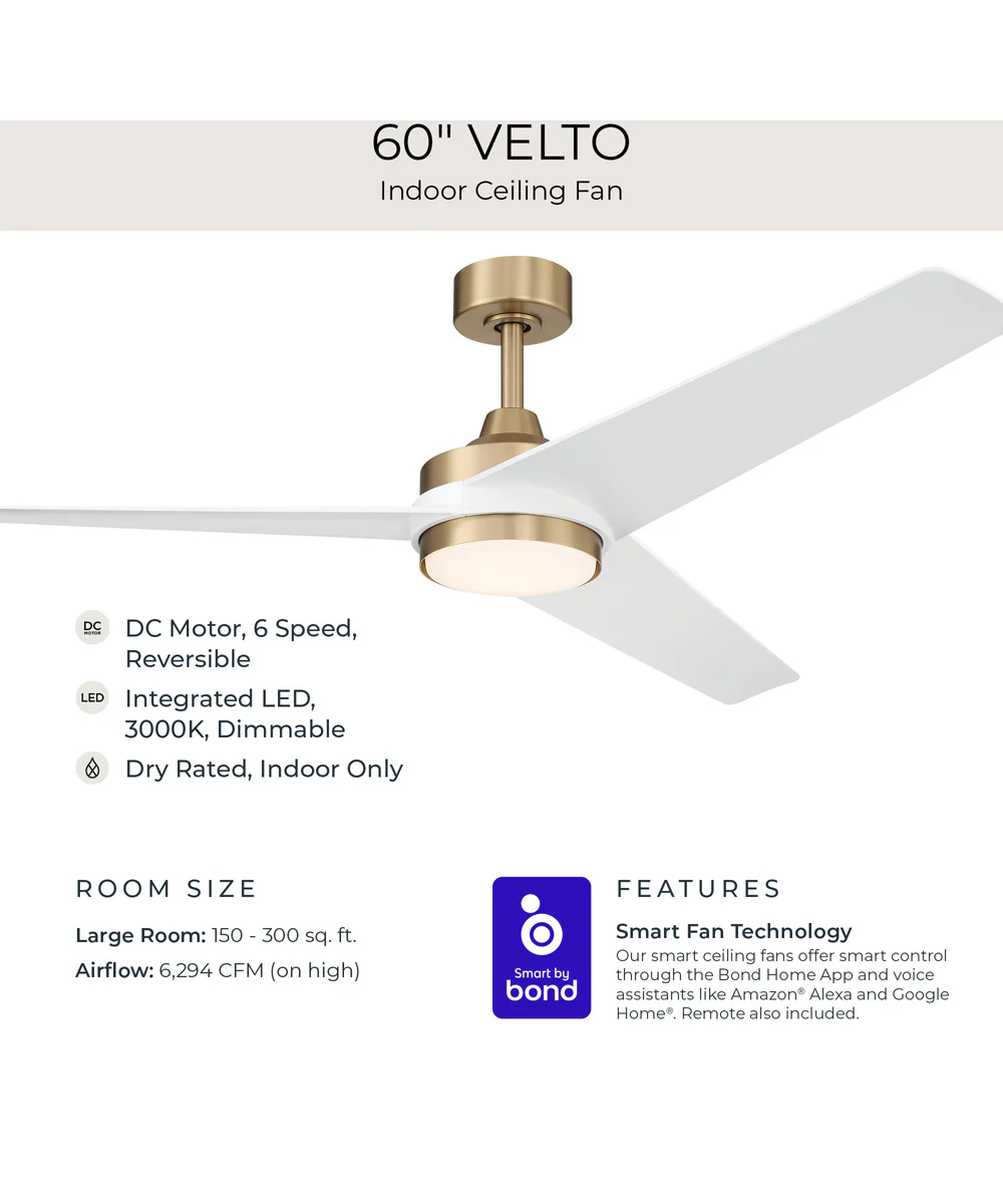 Velto 60-in. 3-Blade LED Modern Ceiling Fan Champagne Bronze - Image 7