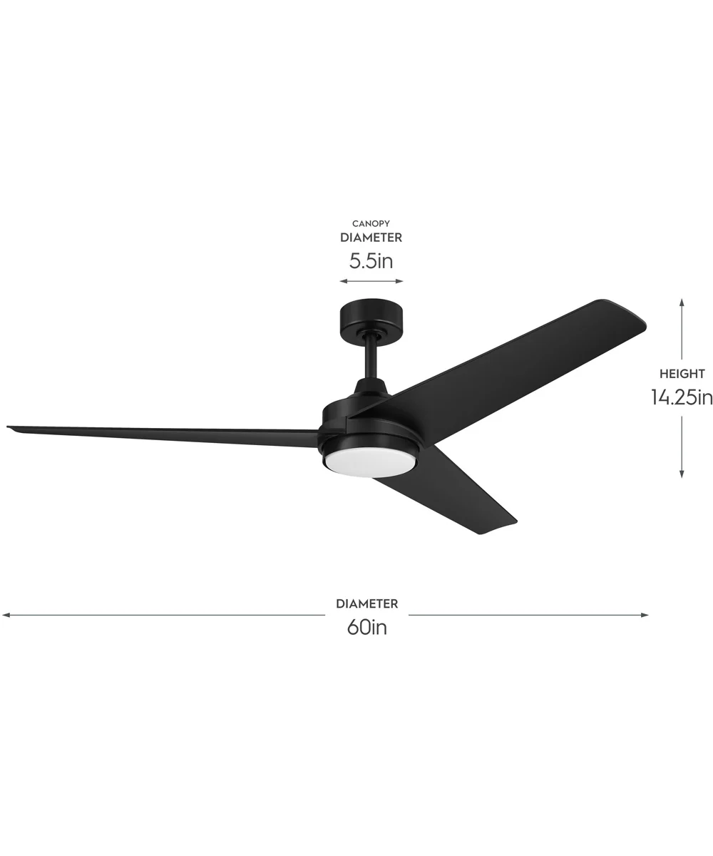 Velto 60-in. 3-Blade LED Modern Ceiling Fan Matte Black - Image 4