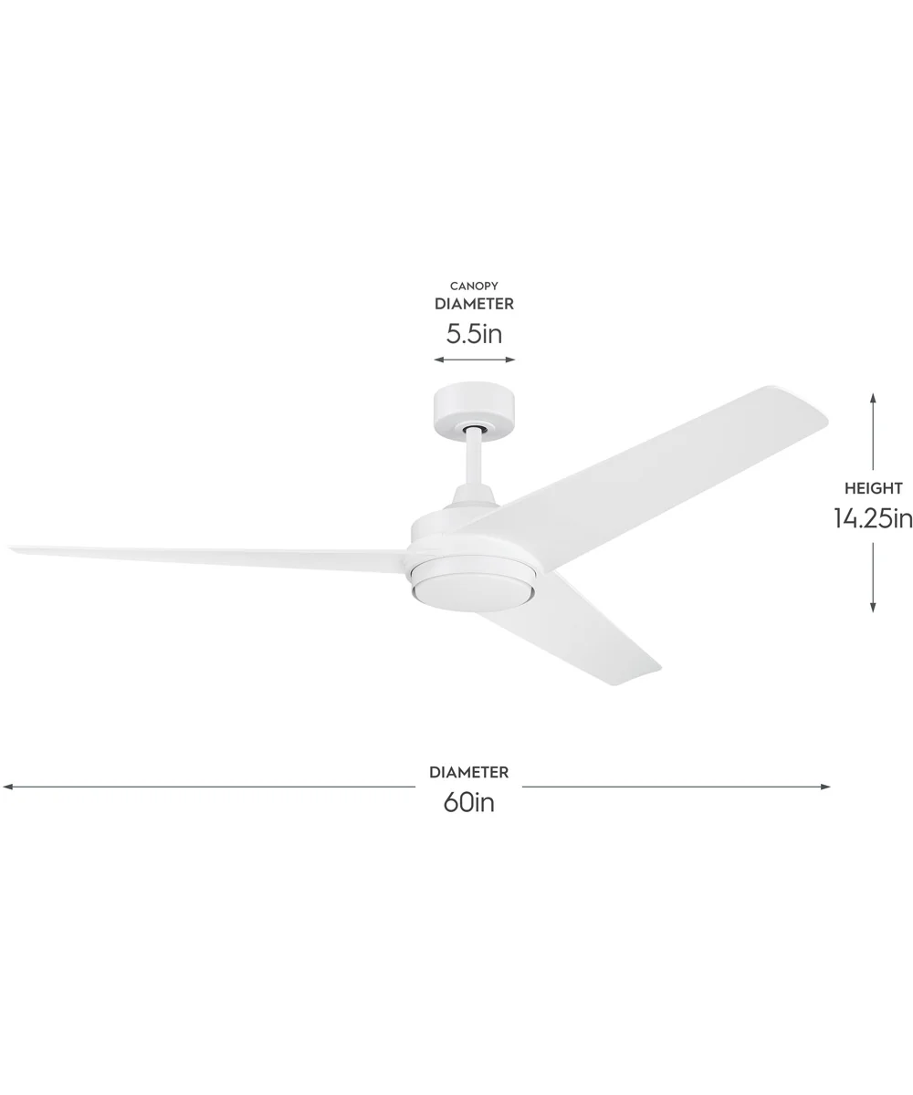Velto 60-in. 3-Blade LED Modern Ceiling Fan Matte White - Image 4