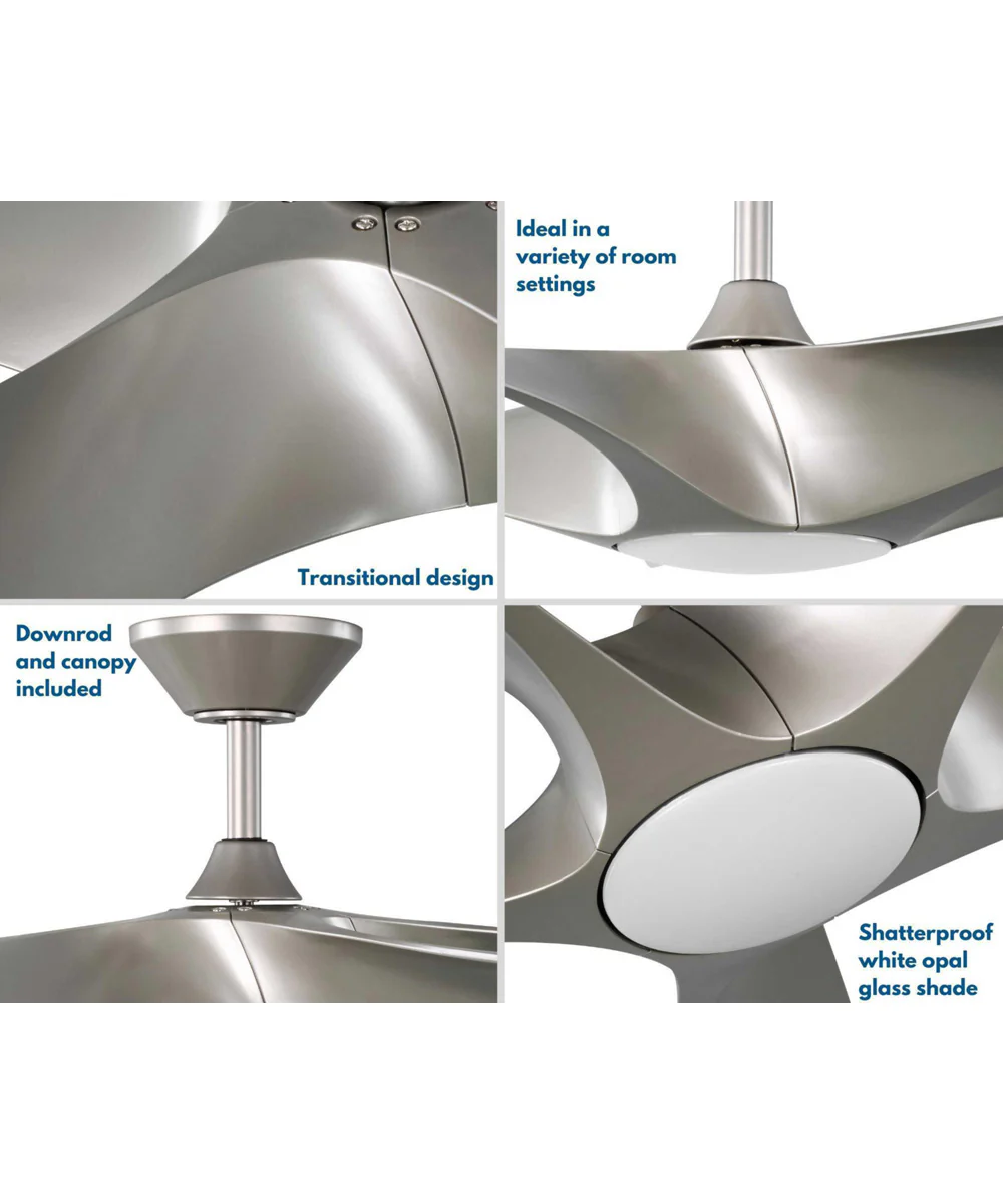 Vernal 60" 5-Blade Silver LED Wifi Transitional Indoor/Outdoor Smart DC Ceiling Fan Painted Nickel - Image 3