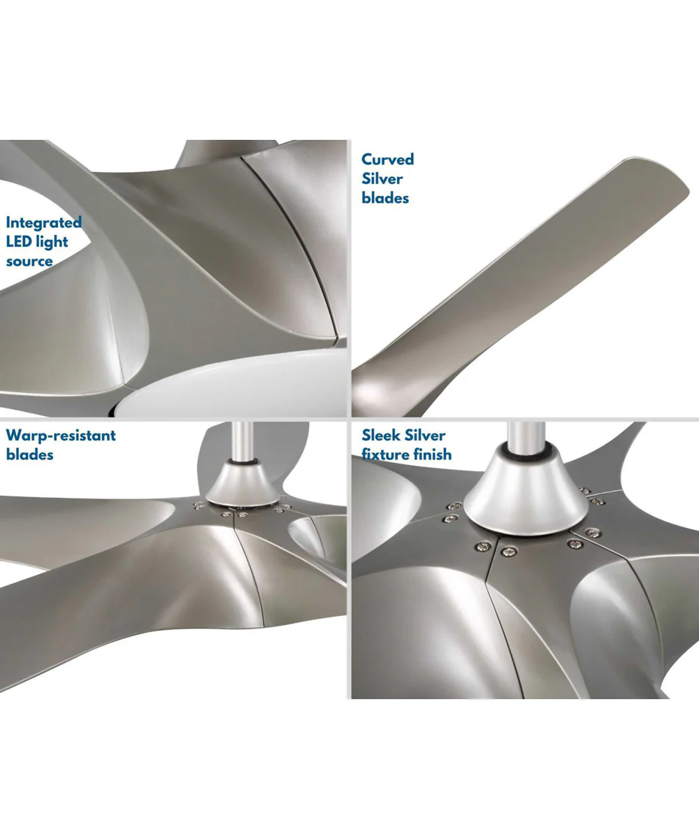 Vernal 60" 5-Blade Silver LED Wifi Transitional Indoor/Outdoor Smart DC Ceiling Fan Painted Nickel - Image 5