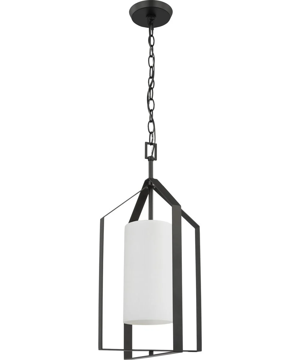 Vertex 1-Light Etched White Foyer Light Matte Black