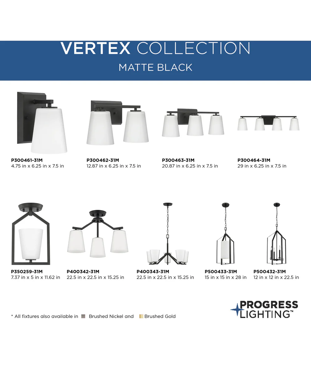 Vertex 1-Light Etched White Foyer Light Matte Black - Image 11