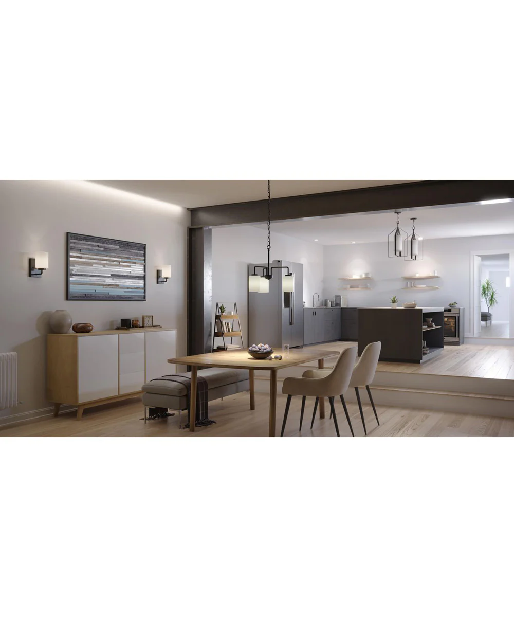 Vertex 1-Light Etched White Foyer Light Matte Black - Image 2