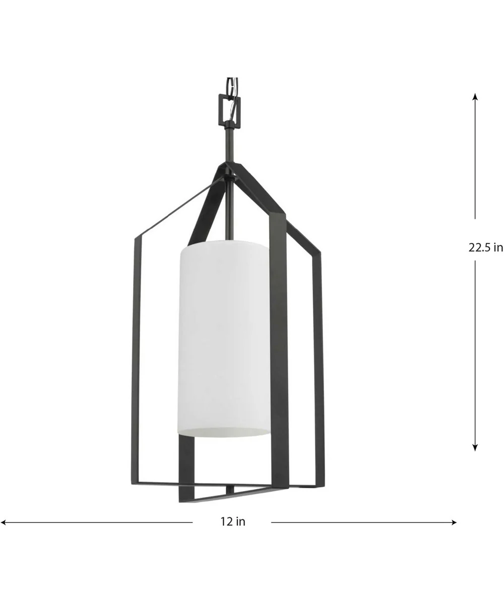 Vertex 1-Light Etched White Foyer Light Matte Black - Image 4