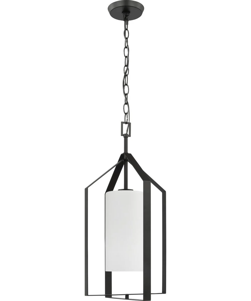 Vertex 1-Light Etched White Foyer Light Matte Black - Image 5